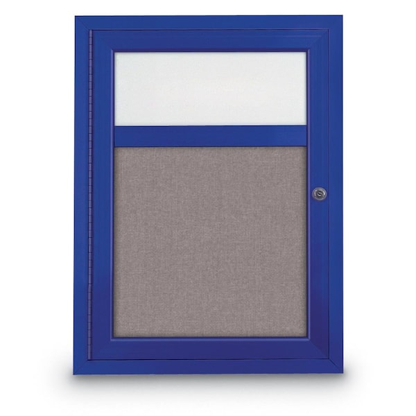 Slim Enclosed Corkboard, 30"x30", Bronze Alum Frame/Burgundy